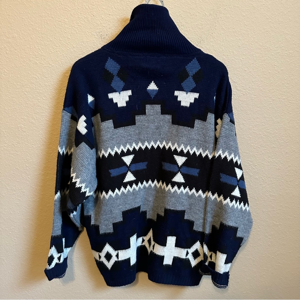 Vintage Towncraft Men’s Full Zip Aztec Cardigan - Picture 2 of 3